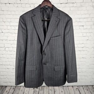 DKNY Mens 46R Gray Pinstripe Wool Blazer Sport Coat 100% Wool Two Button